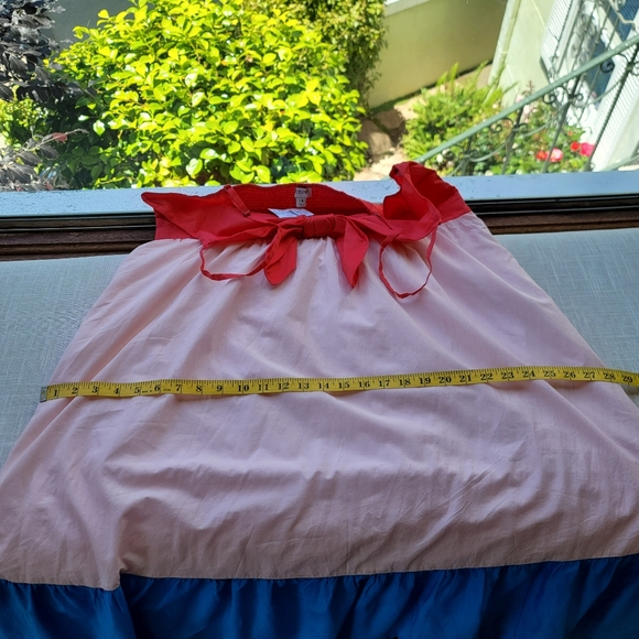 J. Crew 20 Midi Dress Tiered Colorblock Sun Cutout Tie Front Red Blue - Picture 6 of 7